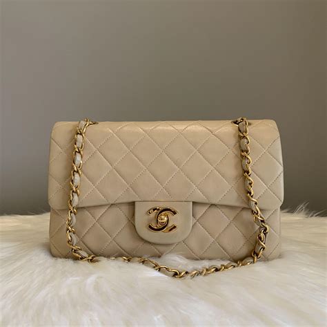 chanel classic flap beige small